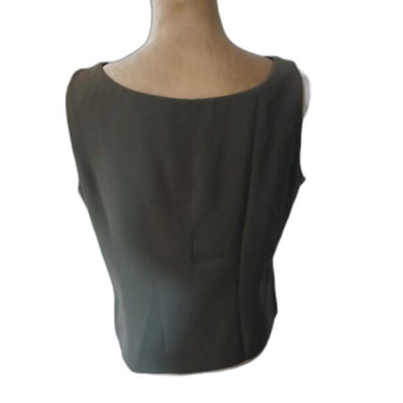 Vintage Amanda Smith sage green sleeveless top fitted side zip sz 12 great suit - Picture 3 of 5